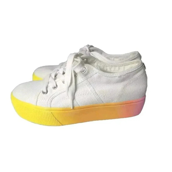 steve madden platform Multicolor fabric upper Lace Up White Shoes Size 7M Women - Picture 9 of 10